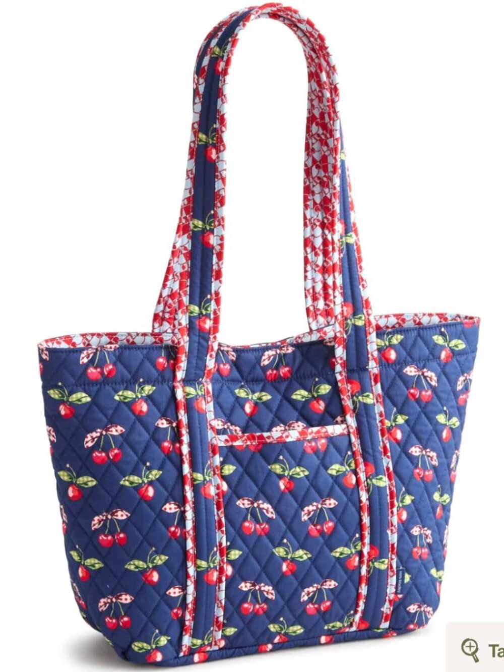 Vera Bradley Reversible Quilted Red, White, & Blue Gingham Cherry Print Tote NWT - Picture 3 of 8